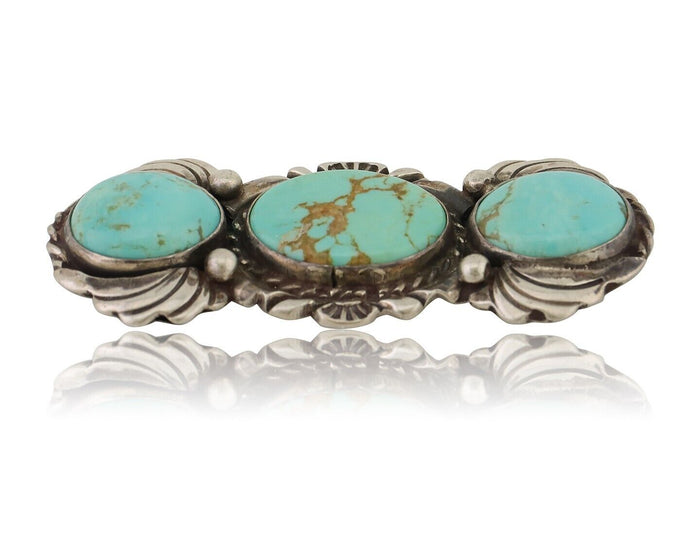 Navajo Pin Pendant 925 Silver Natural Turquoise Signed Billy Eagle C.80's