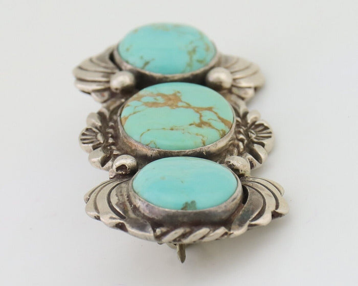 Navajo Pin Pendant 925 Silver Natural Turquoise Signed Billy Eagle C.80's