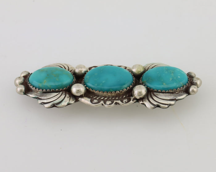 Navajo Pin Pendant 925 Silver Natural Turquoise Signed Billy Eagle C.80's