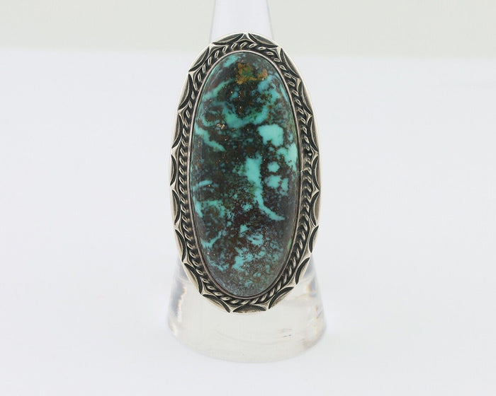 Navajo Ring 925 Silver Apache Blue Turquoise Native American Artist C.80's