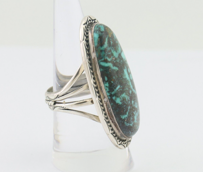Navajo Ring 925 Silver Apache Blue Turquoise Native American Artist C.80's