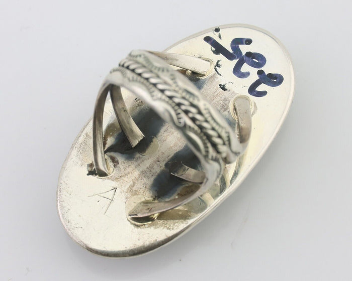 Navajo Ring 925 Silver Apache Blue Turquoise Native American Artist C.80's