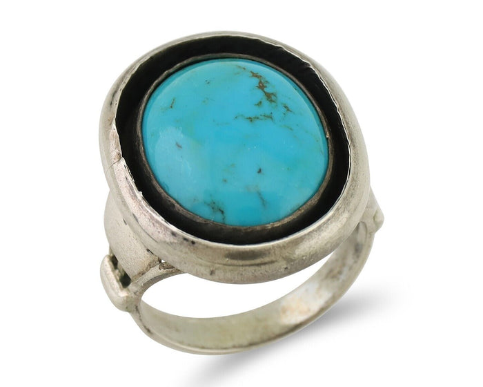 Navajo Ring 925 Silver Arizona Turquoise Signed M Montoya C.80's