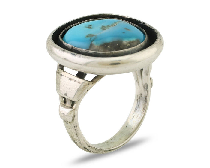 Navajo Ring 925 Silver Arizona Turquoise Signed M Montoya C.80's