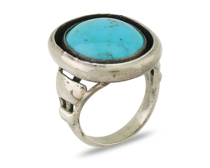 Navajo Ring 925 Silver Arizona Turquoise Signed M Montoya C.80's