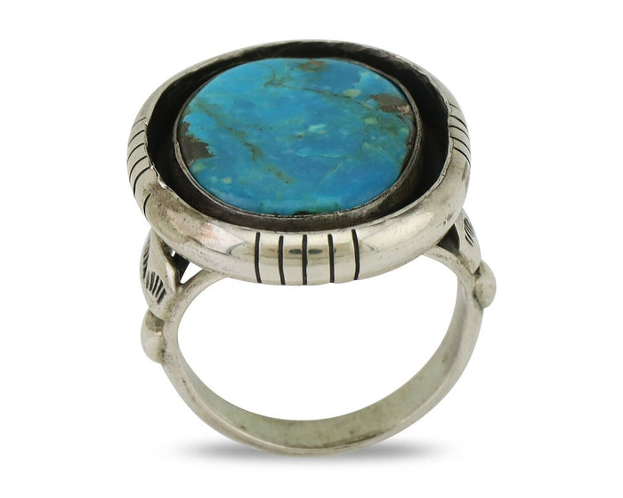 Navajo Ring 925 Silver Arizona Turquoise Signed M Montoya C.80's
