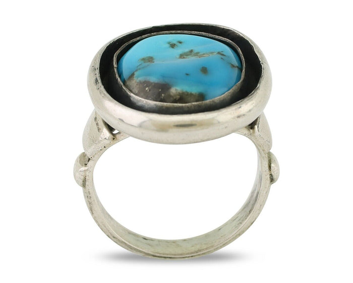 Navajo Ring 925 Silver Arizona Turquoise Signed M Montoya C.80's