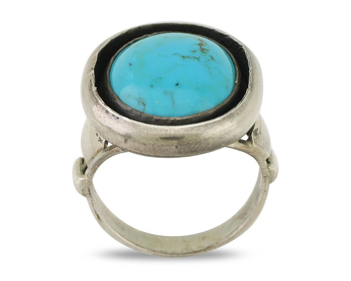 Navajo Ring 925 Silver Arizona Turquoise Signed M Montoya C.80's