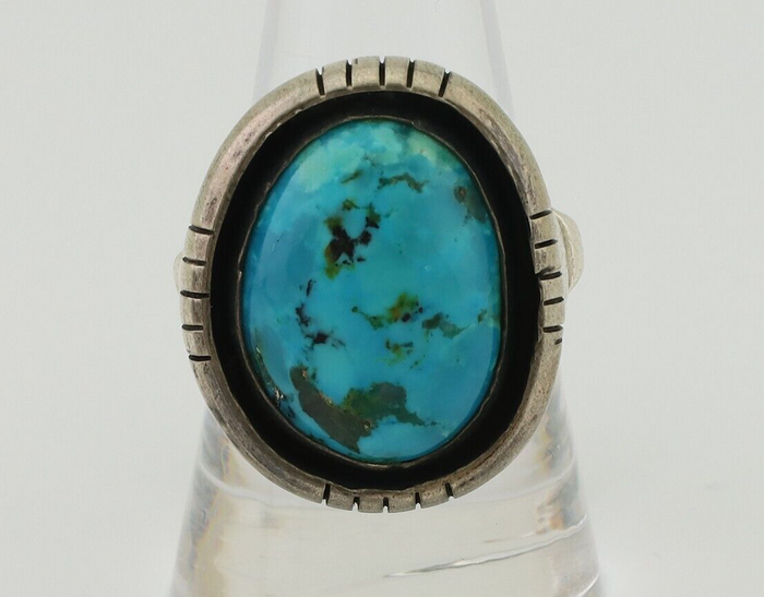 Navajo Ring 925 Silver Arizona Turquoise Signed M Montoya C.80's
