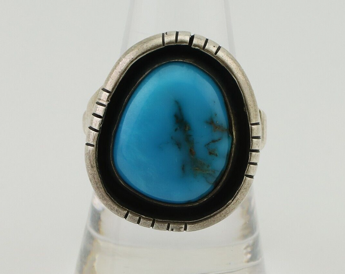 Navajo Ring 925 Silver Arizona Turquoise Signed M Montoya C.80's
