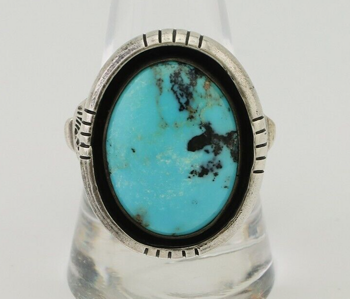 Navajo Ring 925 Silver Arizona Turquoise Signed M Montoya C.80's