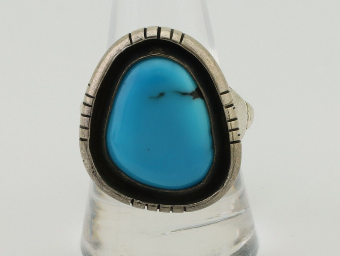 Navajo Ring 925 Silver Arizona Turquoise Signed M Montoya C.80's