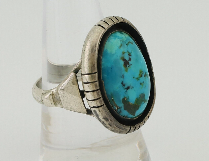 Navajo Ring 925 Silver Arizona Turquoise Signed M Montoya C.80's
