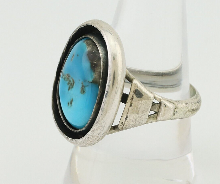 Navajo Ring 925 Silver Arizona Turquoise Signed M Montoya C.80's