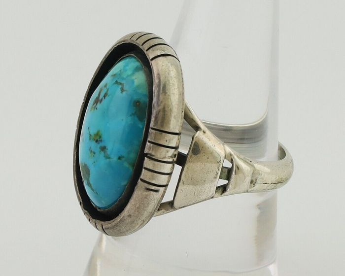 Navajo Ring 925 Silver Arizona Turquoise Signed M Montoya C.80's