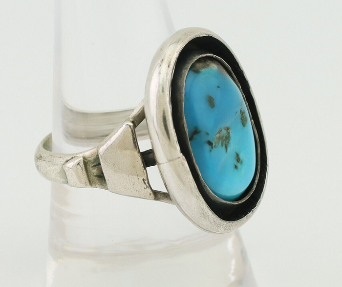 Navajo Ring 925 Silver Arizona Turquoise Signed M Montoya C.80's