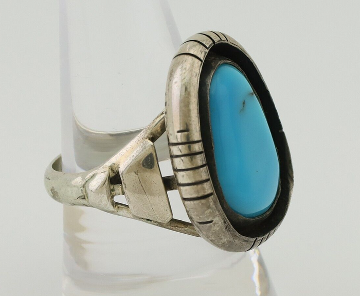 Navajo Ring 925 Silver Arizona Turquoise Signed M Montoya C.80's
