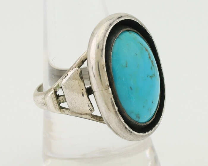 Navajo Ring 925 Silver Arizona Turquoise Signed M Montoya C.80's