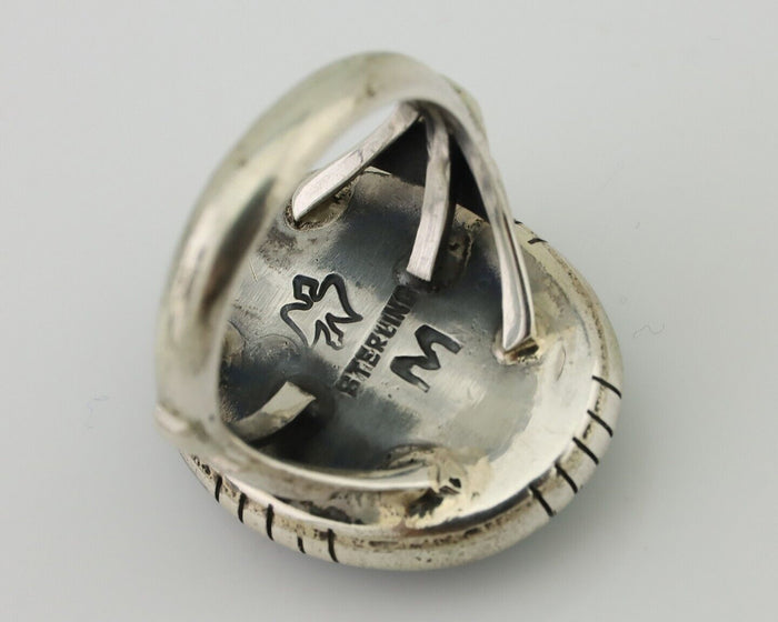 Navajo Ring 925 Silver Arizona Turquoise Signed M Montoya C.80's
