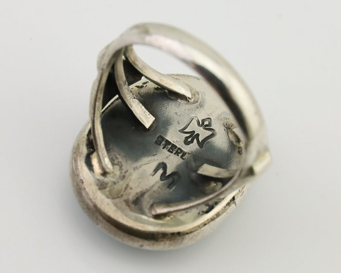Navajo Ring 925 Silver Arizona Turquoise Signed M Montoya C.80's