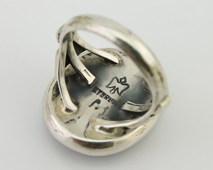 Navajo Ring 925 Silver Arizona Turquoise Signed M Montoya C.80's