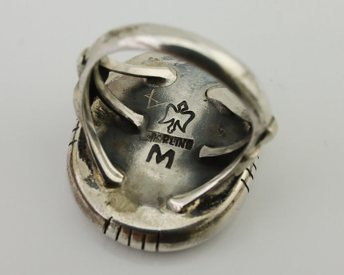 Navajo Ring 925 Silver Arizona Turquoise Signed M Montoya C.80's