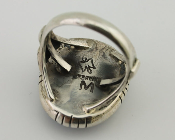 Navajo Ring 925 Silver Arizona Turquoise Signed M Montoya C.80's