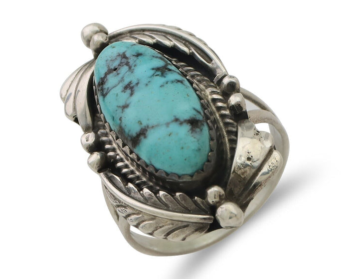 Navajo Ring 925 Silver Beautiful Blue Turquoise Native American Artist C.80's