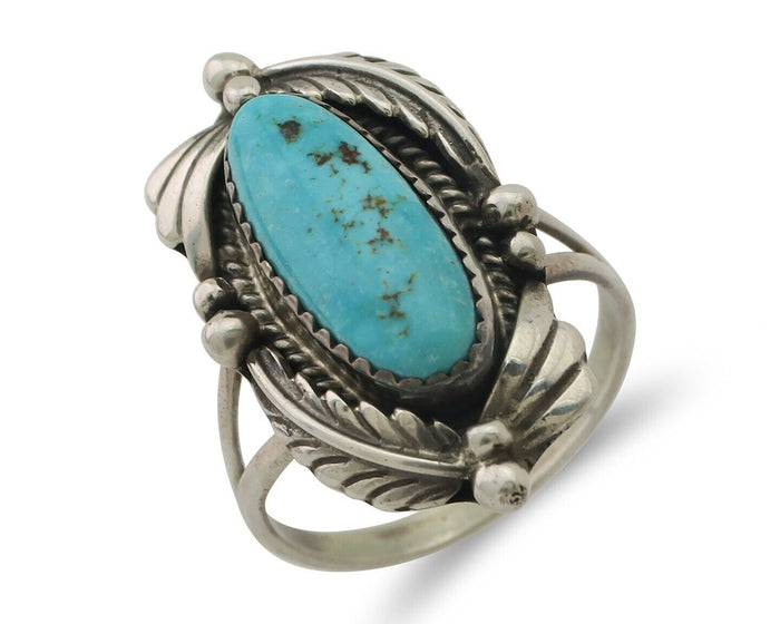 Navajo Ring 925 Silver Beautiful Blue Turquoise Native American Artist C.80's