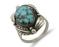 Navajo Ring 925 Silver Beautiful Blue Turquoise Native American Artist C.80's