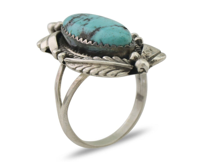 Navajo Ring 925 Silver Beautiful Blue Turquoise Native American Artist C.80's