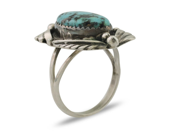Navajo Ring 925 Silver Beautiful Blue Turquoise Native American Artist C.80's
