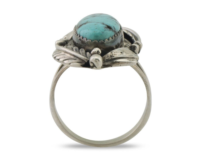 Navajo Ring 925 Silver Beautiful Blue Turquoise Native American Artist C.80's