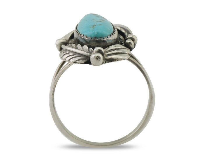 Navajo Ring 925 Silver Beautiful Blue Turquoise Native American Artist C.80's