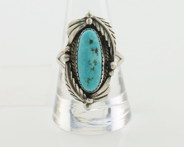 Navajo Ring 925 Silver Beautiful Blue Turquoise Native American Artist C.80's