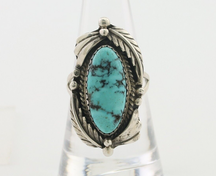 Navajo Ring 925 Silver Beautiful Blue Turquoise Native American Artist C.80's