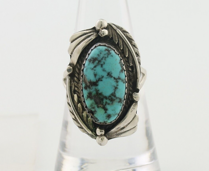 Navajo Ring 925 Silver Beautiful Blue Turquoise Native American Artist C.80's