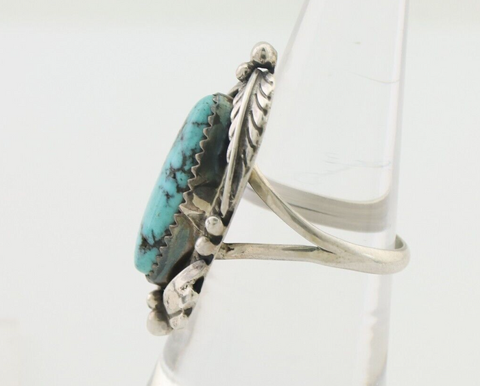 Navajo Ring 925 Silver Beautiful Blue Turquoise Native American Artist C.80's