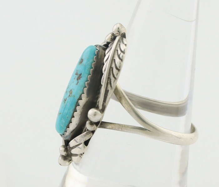 Navajo Ring 925 Silver Beautiful Blue Turquoise Native American Artist C.80's