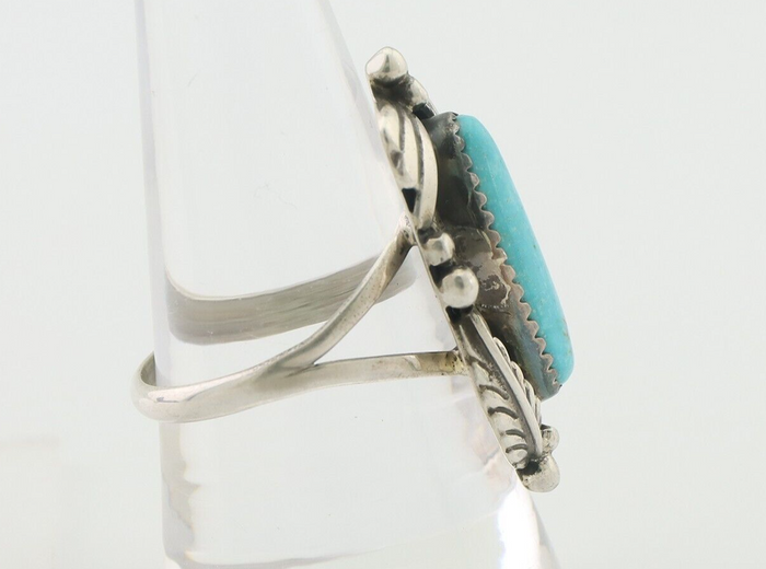 Navajo Ring 925 Silver Beautiful Blue Turquoise Native American Artist C.80's