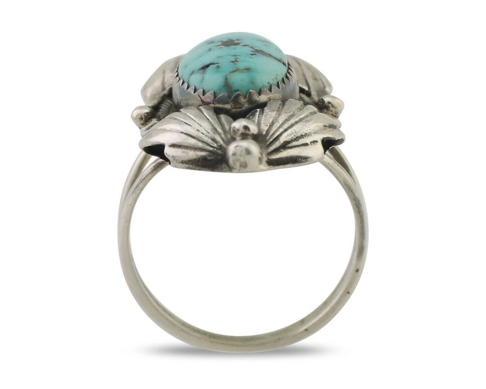 Navajo Ring 925 Silver Beautiful Blue Turquoise Stone Signed GR C.80's