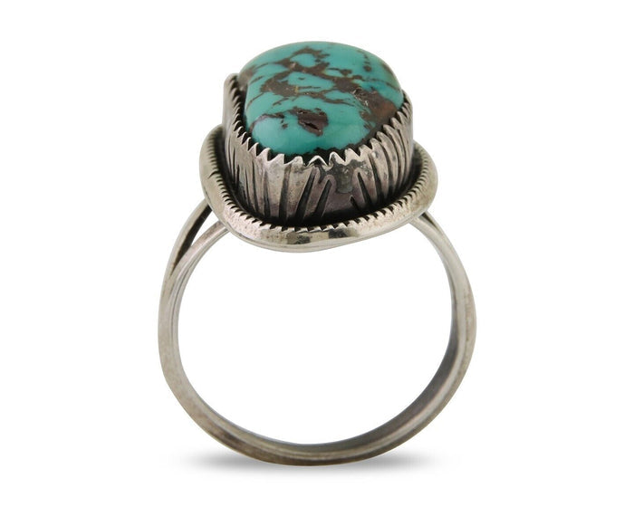 Navajo Ring 925 Silver Bisbee Turquoise Signed R Werito C.80's