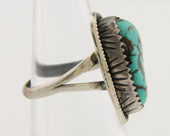 Navajo Ring 925 Silver Bisbee Turquoise Signed R Werito C.80's