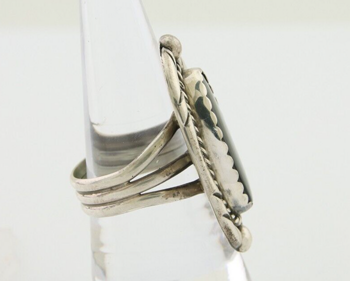 Navajo Ring 925 Silver Black Onyx Artist Signed V & N Edsitty C.80's