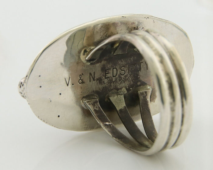 Navajo Ring 925 Silver Black Onyx Artist Signed V & N Edsitty C.80's