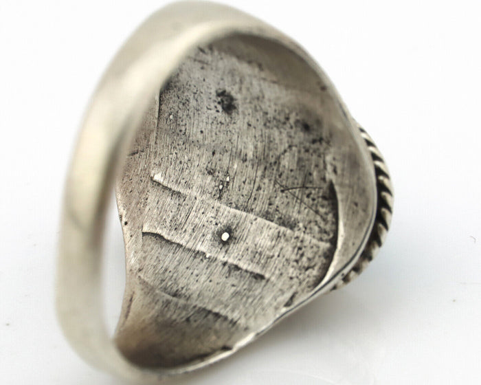 Navajo Ring .925 Silver Black Turquoise Native American Artist C.80's