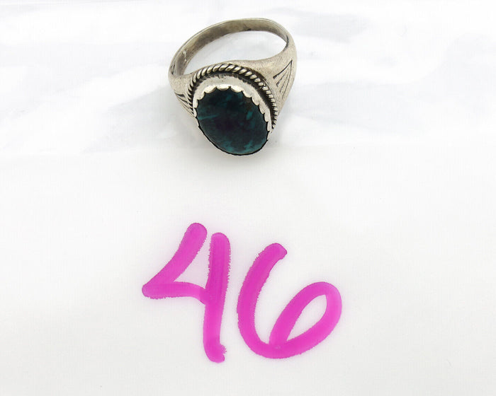 Navajo Ring .925 Silver Black Turquoise Native American Artist C.80's