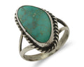 Navajo Ring 925 Silver Blue Gem Turquoise Artist Signed Rabbit Stick C.80's