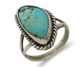 Navajo Ring 925 Silver Blue Gem Turquoise Artist Signed Rabbit Stick C.80's