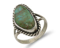 Navajo Ring 925 Silver Blue Gem Turquoise Artist Signed Rabbit Stick C.80's